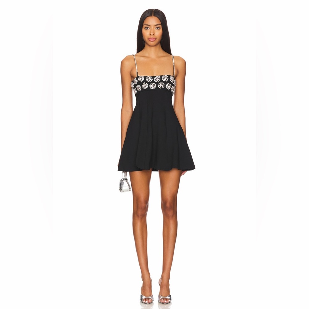 Majorelle Revolve Mackie Black Crystal Embellished A-Line Party Mini Dress S NWT